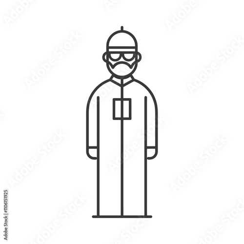 Line Drawing Of A Man Wearing A Thobe And Sunglasses