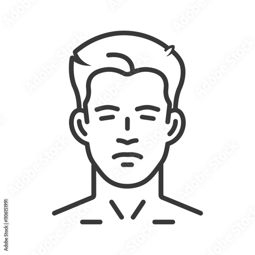 Line Drawing Of A Mans Face With A Sad Expression