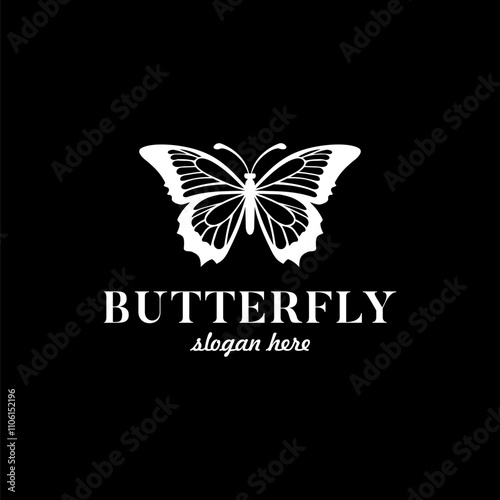 Butterfly black n white Logo Vector