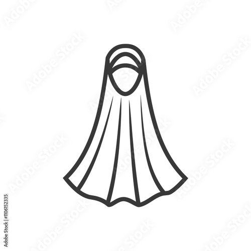 Line Drawing Of A Niqab A Veil Covering The Face