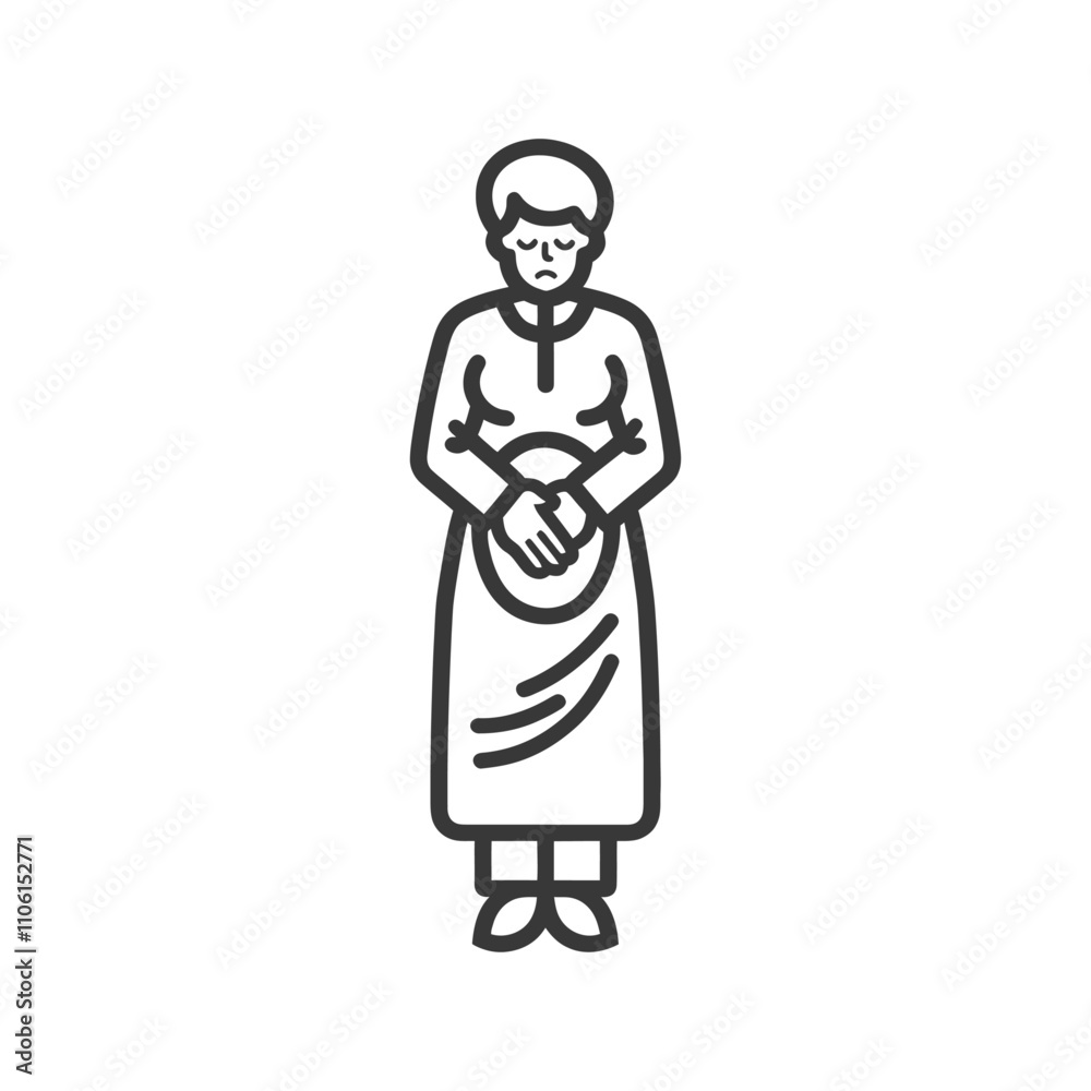 Line Drawing Of A Person In Traditional Clothing With Hands Clasped Line Drawing Of A Person In Traditional Clothing With Hands Clasped