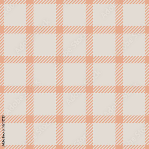Herringbone fabric seamless texture, post textile vector check. Abstract tartan pattern plaid background in orange and white colors.