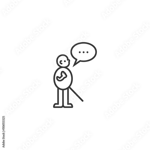 Line Drawing Of A Person With A Cane Speaking