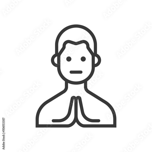 Line Drawing Of A Person With Hands Clasped In Prayer