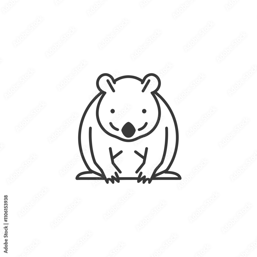 Naklejka premium Line Drawing Of A Seated Koala