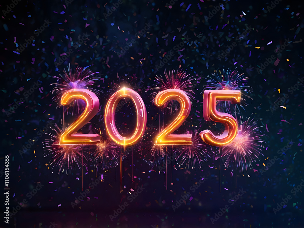 2025 writing to celebrate the new year with confetti 2025 writing to celebrate the new year with confetti