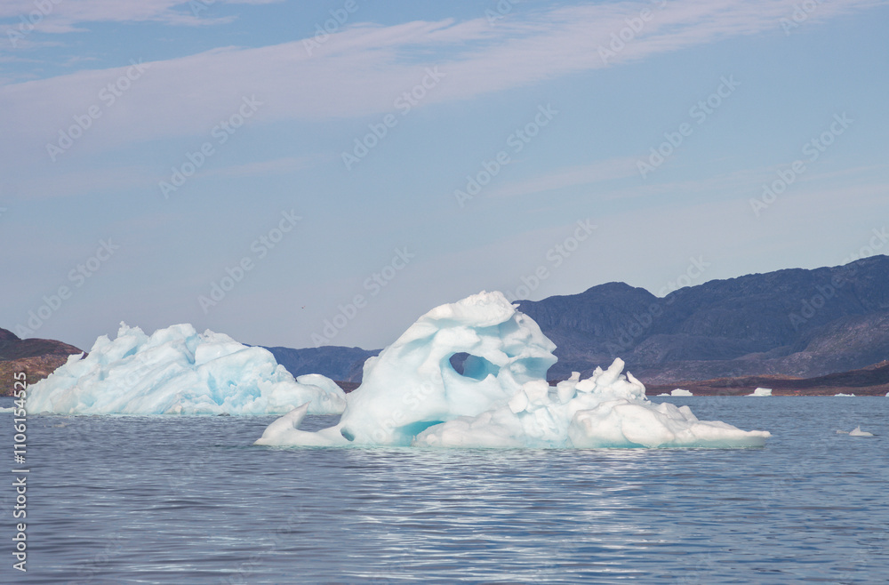 Icebergs in the fjords of south Greenland Icebergs in the fjords of south Greenland