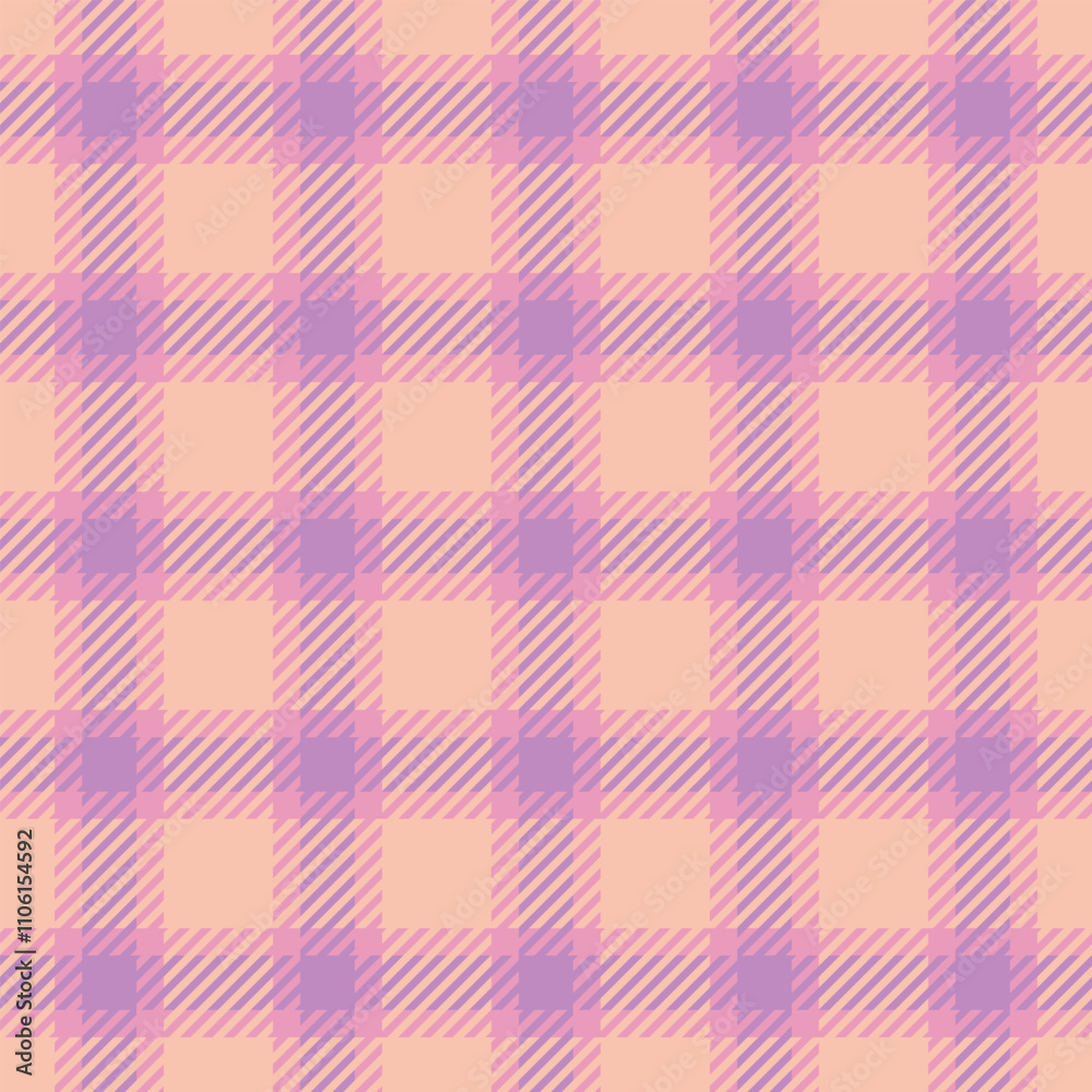 Canvas plaid pattern vector, intense tartan fabric textile. Good background texture check seamless in light and pink colors.