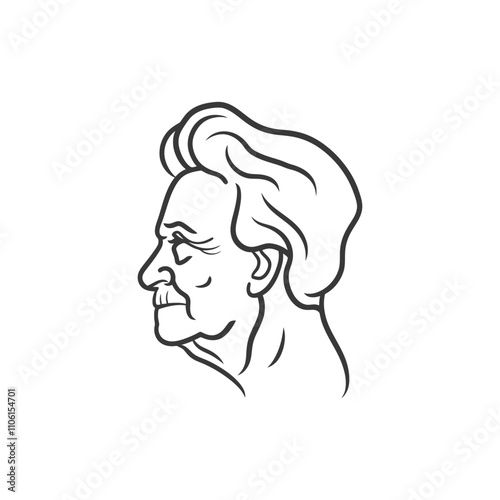 Line Drawing Of An Elderly Womans Profile