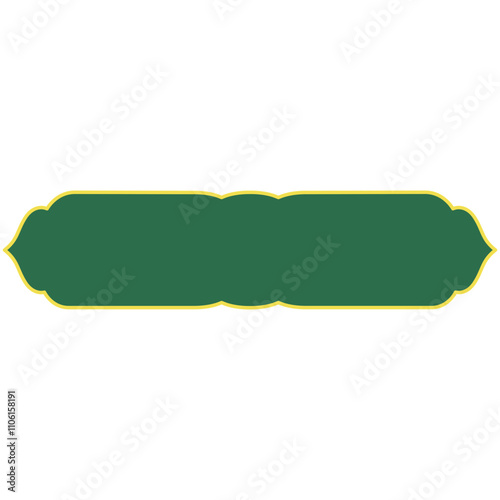 Luxury green golden arch islamic ornamental text box. Set of decorative luxury golden arabic islamic banner title frame transparent background gold text box. Arabic banner. Islamic Banner.