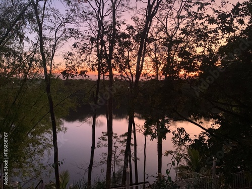 sunset over the river