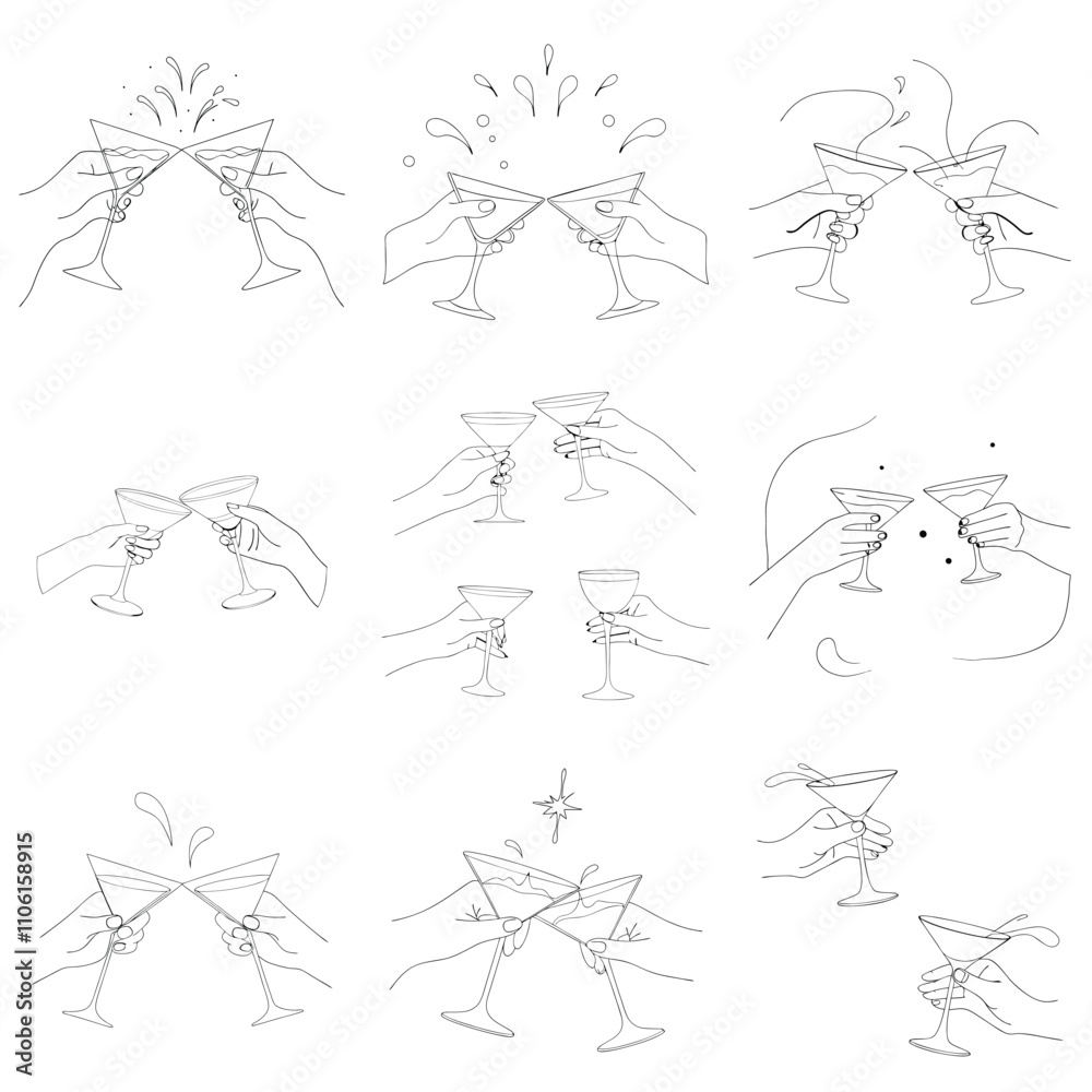 Obraz premium A Drawing Of A Wine Glass Holding By Hand