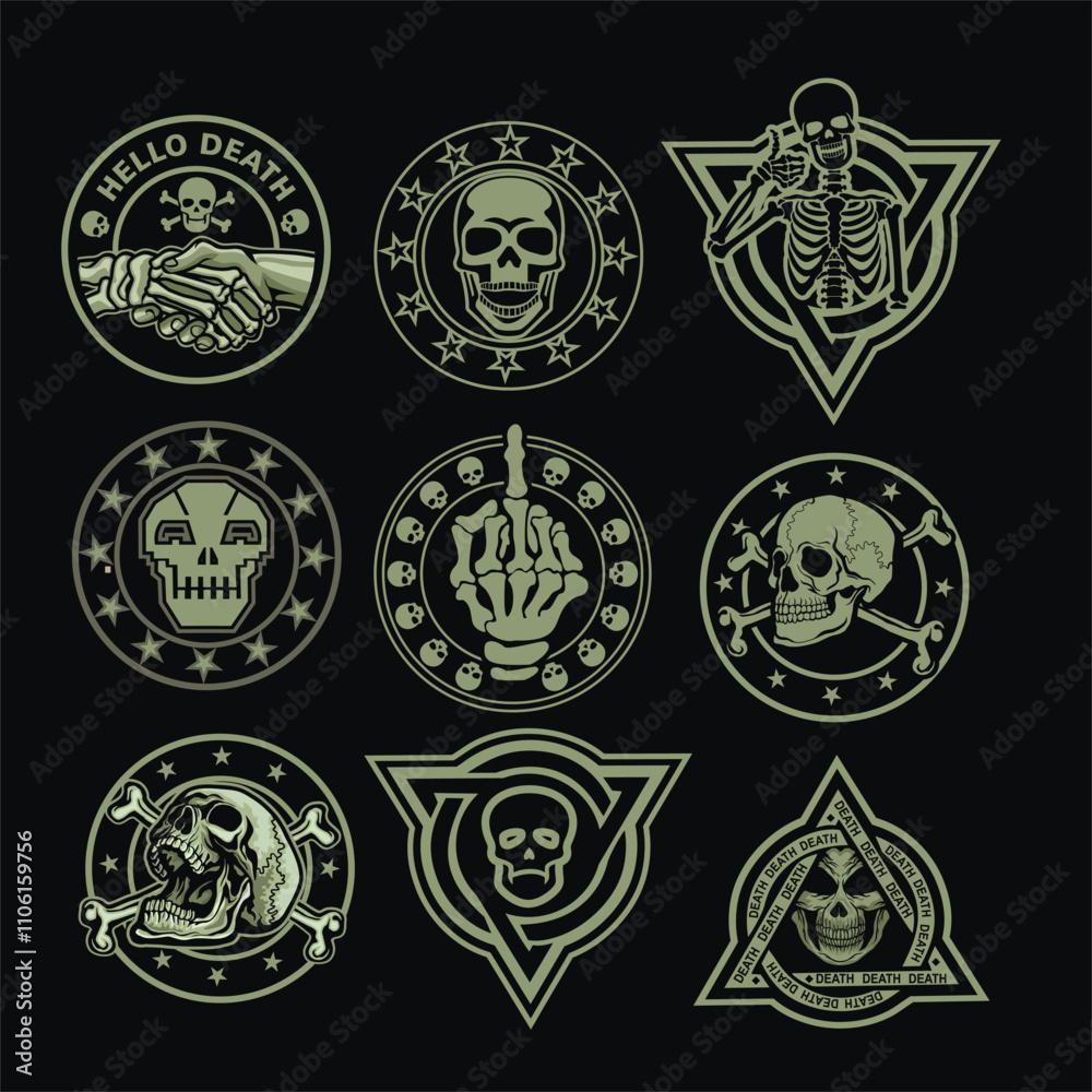 Obraz premium set, military sign with skull, grunge vintage design t shirts 