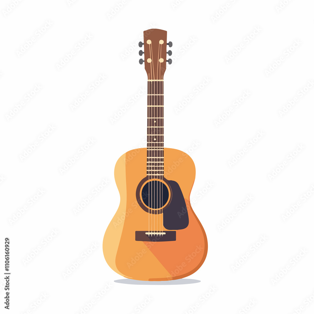 Obraz premium Flat Design Acoustic Guitar Icon Vector Illustration