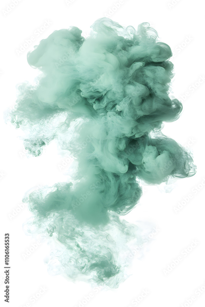Fototapeta premium Green smoke explosion, isolated on white background