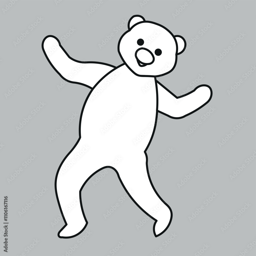 Obraz premium Hand drawn teddy bear danching with white beackground