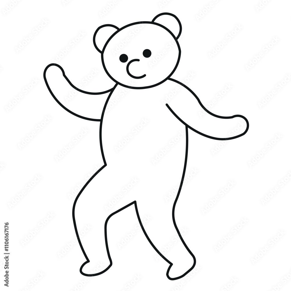Hand drawn teddy bear danching with white beackground Hand drawn teddy bear danching with white beackground