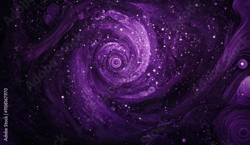 Stunning Cosmic Swirl in Deep Purple Hues, Featuring Stars and Nebulae in a Tantalizing Galactic Background for Creative and Inspirational Uses