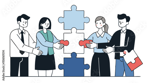 agreement or solution to win corporate trust, cooperation concept, businessman handshake connect jigsaw together