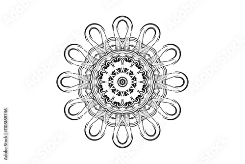 Detailed Mandala Art Featuring Central Star and Adorned Concentric Circles 