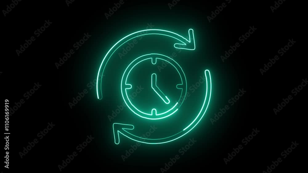 glowing neon efficiency icon isolated on black background. HD video motion graphic animation glowing neon efficiency icon isolated on black background. HD video motion graphic animation