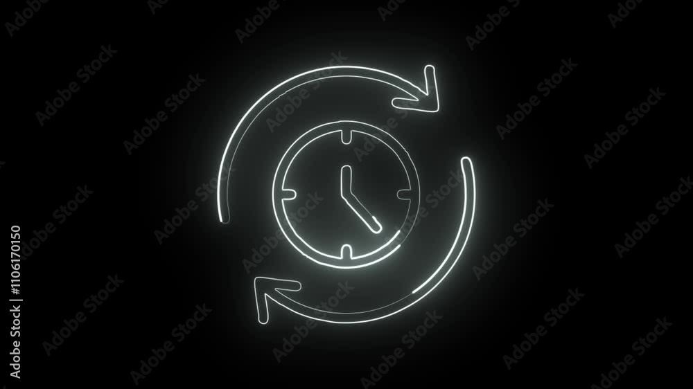 glowing neon efficiency icon isolated on black background. HD video motion graphic animation