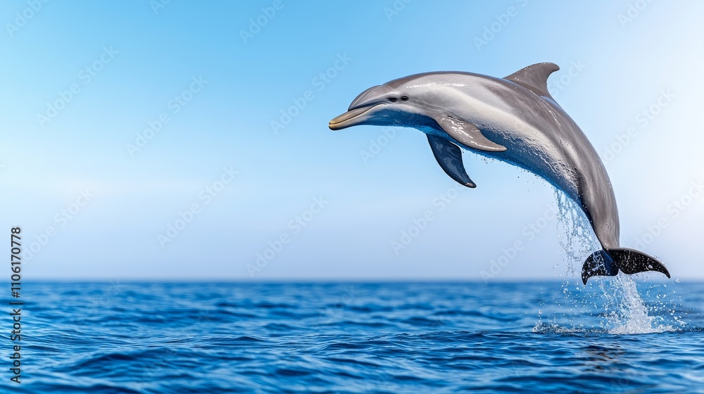 A dolphin emerges from the water, causing a splash. A dolphin emerges from the water, causing a splash.