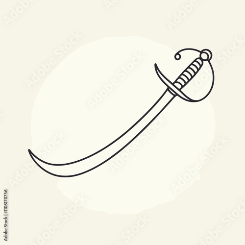 Minimalist Illustration of a Khopesh with Curved Blade, AI Generation photo