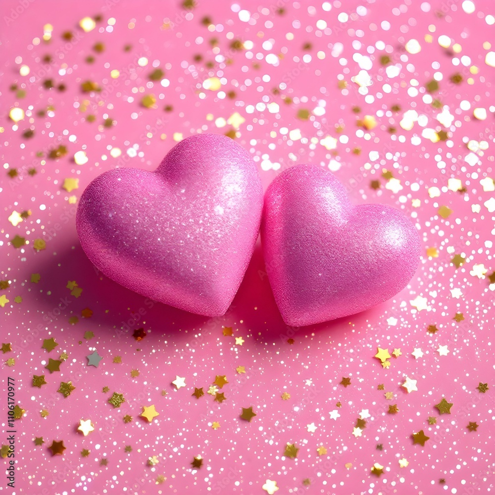 Fototapeta premium pink heart shaped confetti