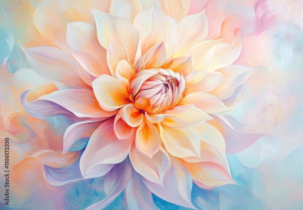 Obraz premium Vibrant Abstract Floral Art Featuring Soft Pastel Hues and Delicate Petals, Ideal for Home Decor, Yoga Studios, or Inspirational Settings