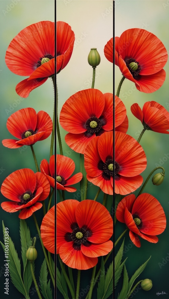 custom made wallpaper toronto digitalOil painting trilogy showcasing a vibrant floral scene with blooming poppies during spring and summer