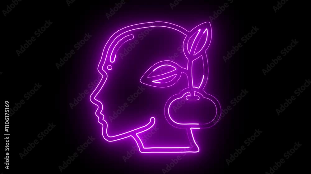 glowing neon growth icon isolated on black background. HD video motion graphic animation glowing neon growth icon isolated on black background. HD video motion graphic animation
