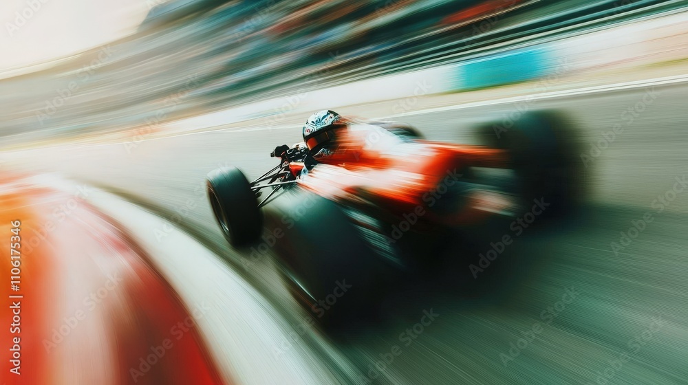 Obraz premium Race Car Speeding Through Track Corner