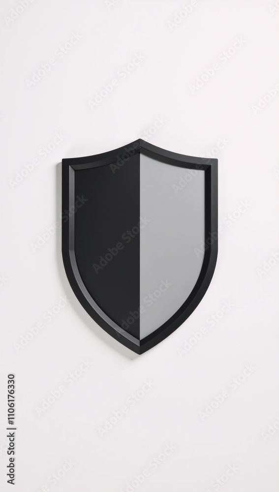 Shield image featuring protective elements grey shield on white background with a focus on safety and security Shield image featuring protective elements grey shield on white background with a focus on safety and security
