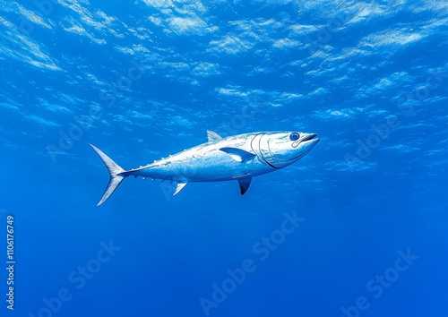 Wallpaper Mural The majestic Bluefin Elephant Tuna glides effortlessly through the crystal-clear ocean waters under the sunlight. Torontodigital.ca