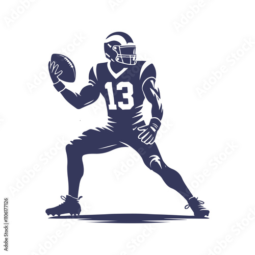 Super Bowl Player Silhouette Vector Illustration