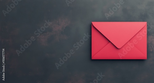 Bright red envelope on dark textured background conveying a sense of anticipa...