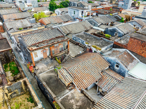 Aerial photography of 18 ancient dwellings in Yashao, Yangjiang, Guangdong photo