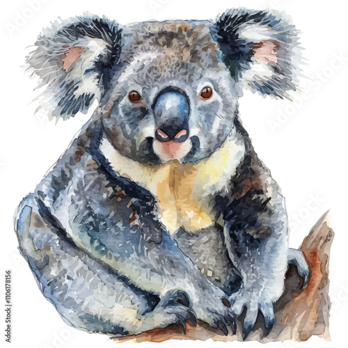 A watercolor vector of Koala, isolated on a white background. Koala vector.