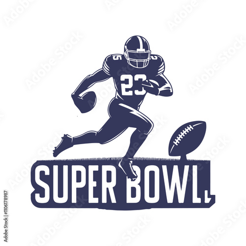 Super Bowl Player Silhouette Vector Illustration