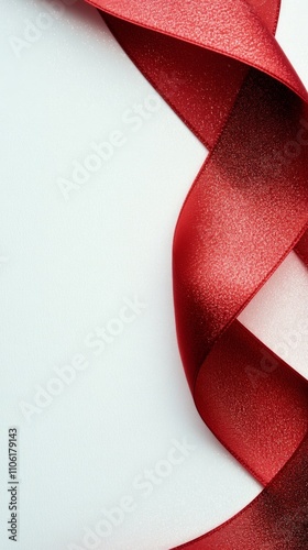 Elegant red ribbon curves on a soft neutral background perfect for design and...