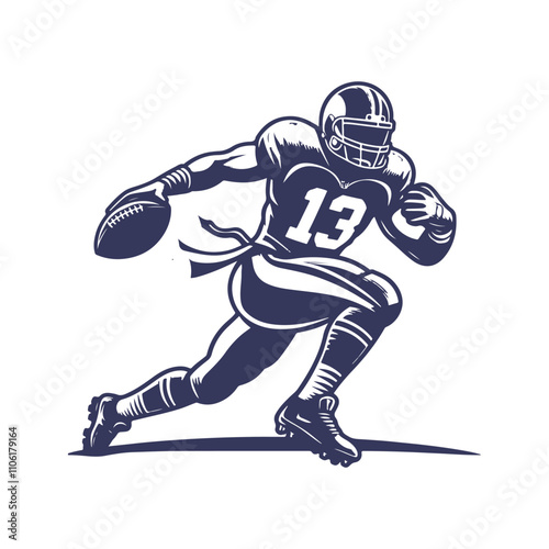 Super Bowl Player Silhouette Vector Illustration