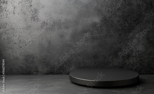 Minimalist display area with dark textured background for product presentation