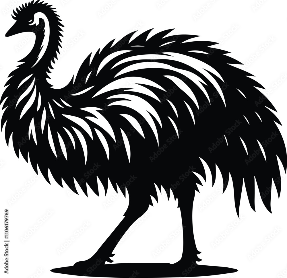 Obraz premium emu silhouette vector icon white background. 