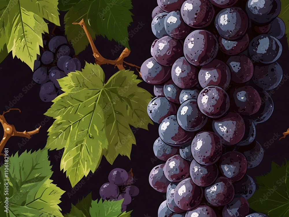 Fototapeta premium Grape vector illustration.