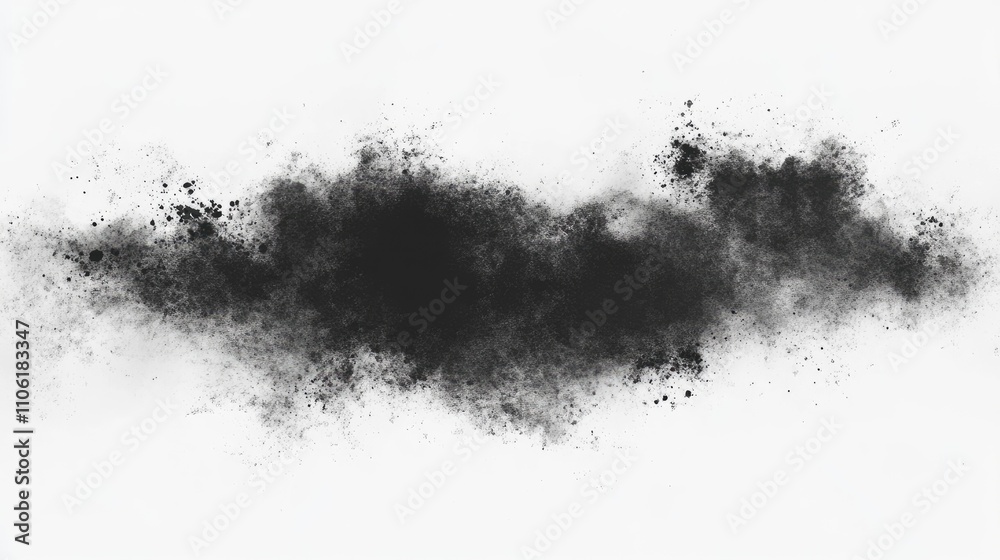 Abstract Black Ink Cloud on White Background - Modern Art Concept of Chaos and Creativity Abstract Black Ink Cloud on White Background - Modern Art Concept of Chaos and Creativity