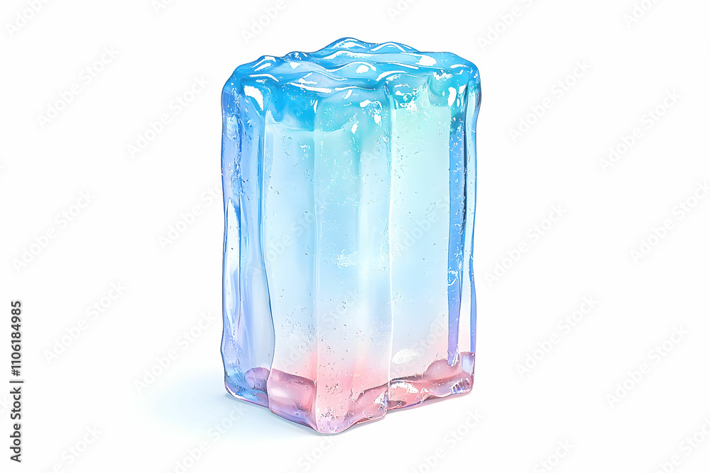 Colorful Ice Cube with Translucent Blue and Pink Hues Creating a Visual Delight for Refreshing Beverage and Chill-Themed Imagery Colorful Ice Cube with Translucent Blue and Pink Hues Creating a Visual Delight for Refreshing Beverage and Chill-Themed Imagery
