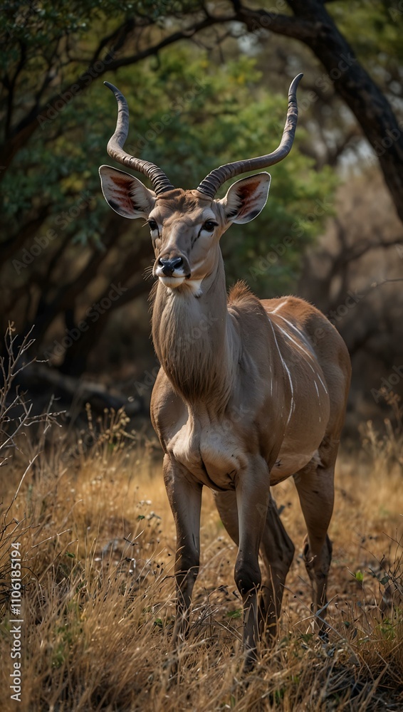 Greater kudu standing in the bush. Greater kudu standing in the bush.