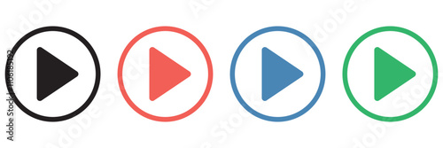  isolated play button with four different variations. video and media play symbols.