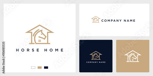 horse home logo lineart